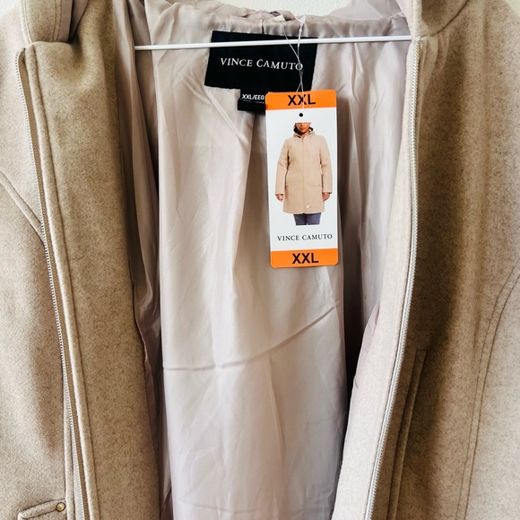Vince Camuto Tan Trench Coat Modern Minimalist Design - Picture 4 of 15